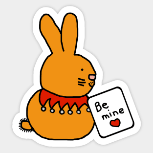 Cute Bunny Rabbit says Be Mine on Valentines Day Sticker